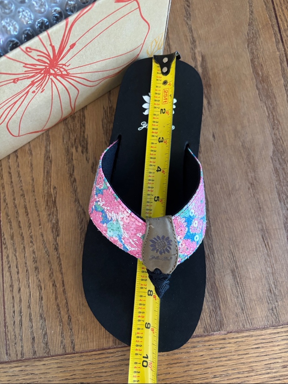 YELLOW BOX FLIP FLOPS KARIS PINK + BLUE FLORAL ~NIB - Picture 8 of 9